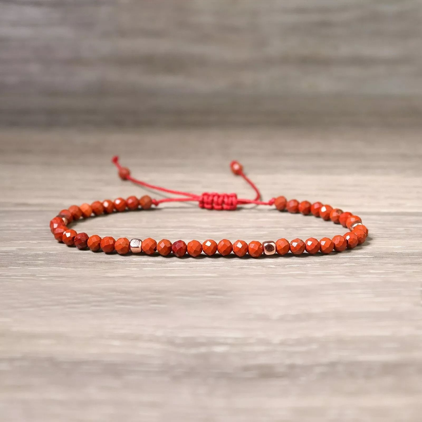 Natural Red Jasper Stone Bracelet 3mm Beaded Crystal Gemstone Unisex Bracelet