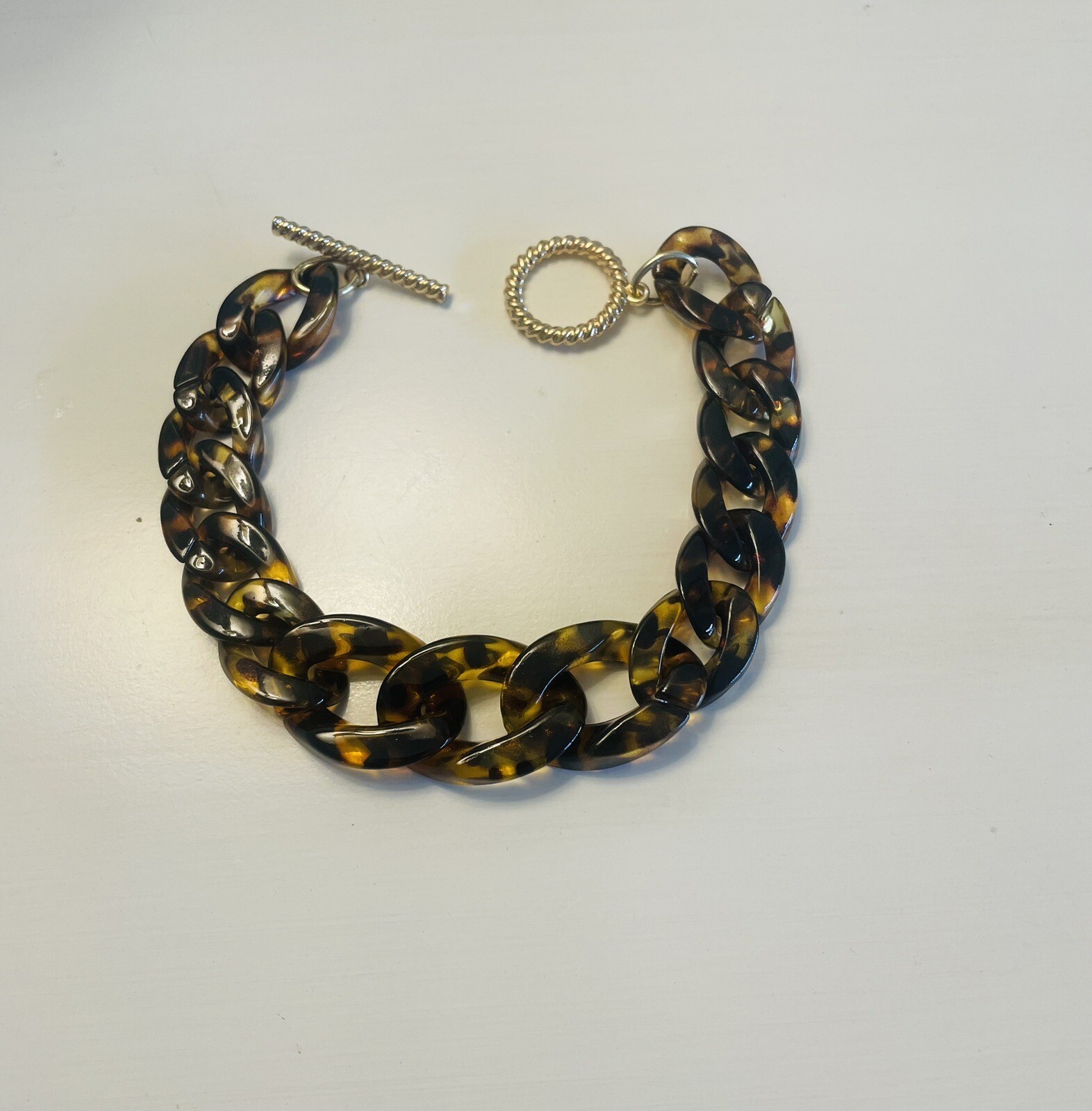 Plus Size Tortoise Faux Link Toggle Bracelet by Sheoma NWT