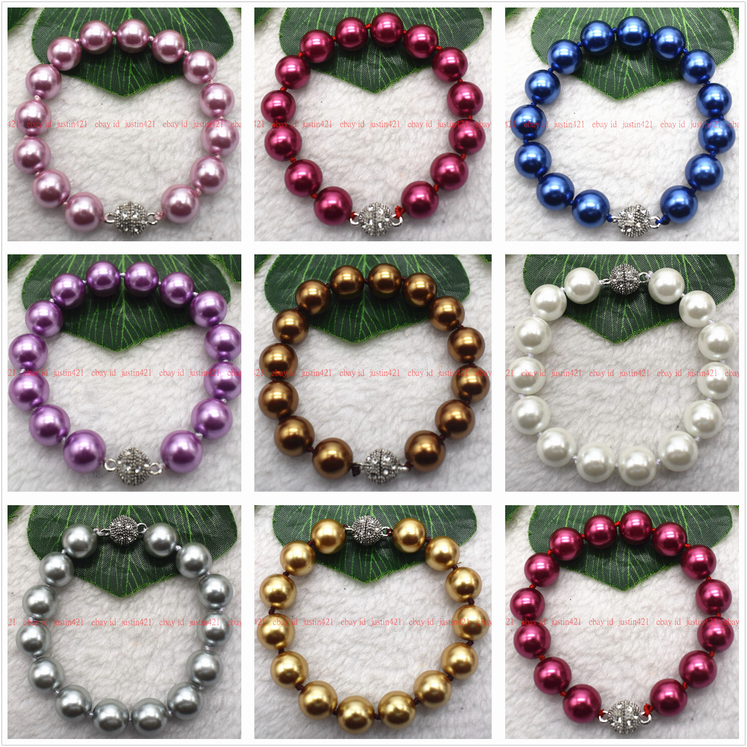 Genuine 8/10/12mm Multicolor South Sea Shell Pearl Round Beads Bracelet 7-9″ AAA