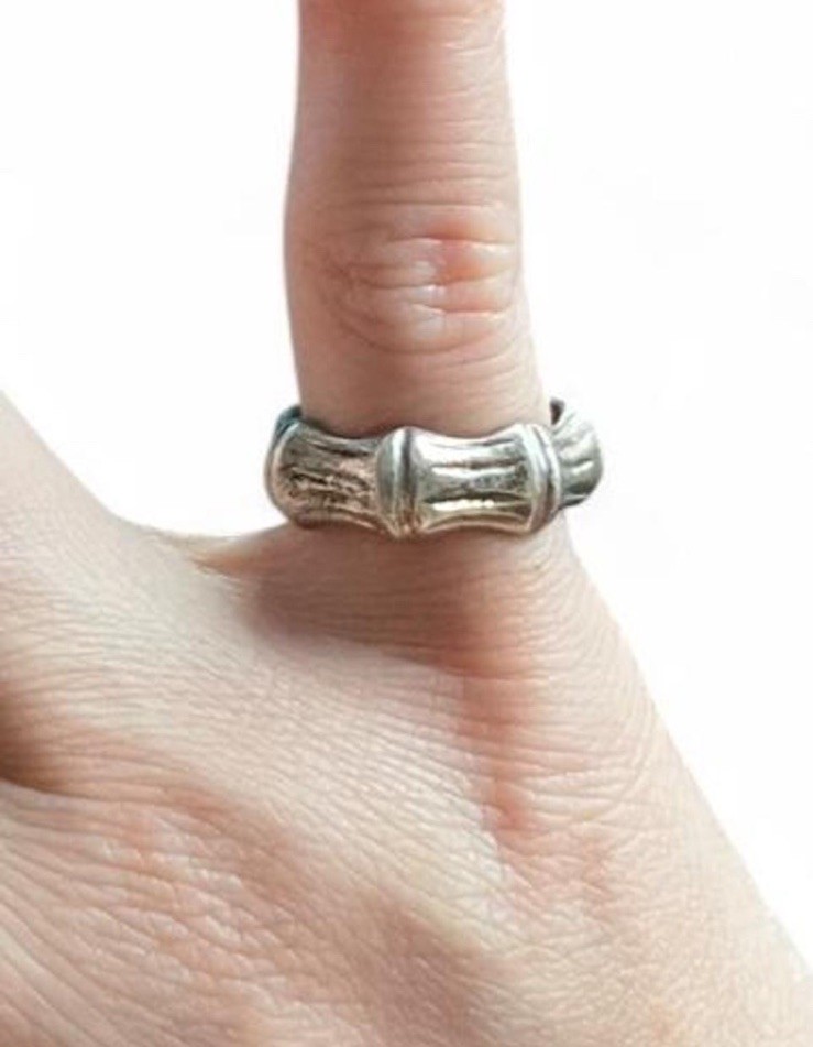 Vintage Celia Harms Sterling Silver Bamboo Ring Mexico Signed Size 4.25