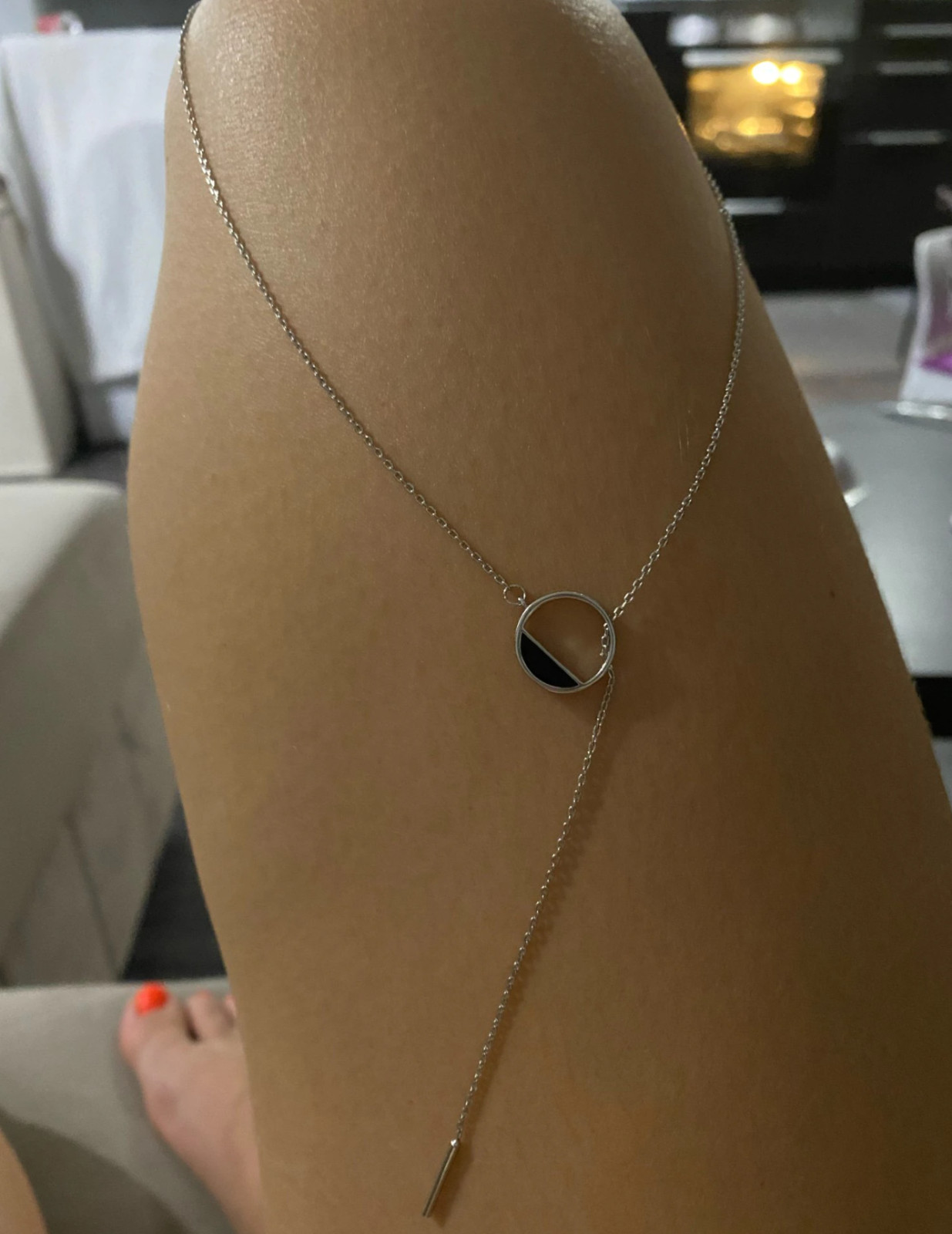 Silver Necklace 925 Sterling Shiny And Exquisite Round Rectangle Choker Jewelry