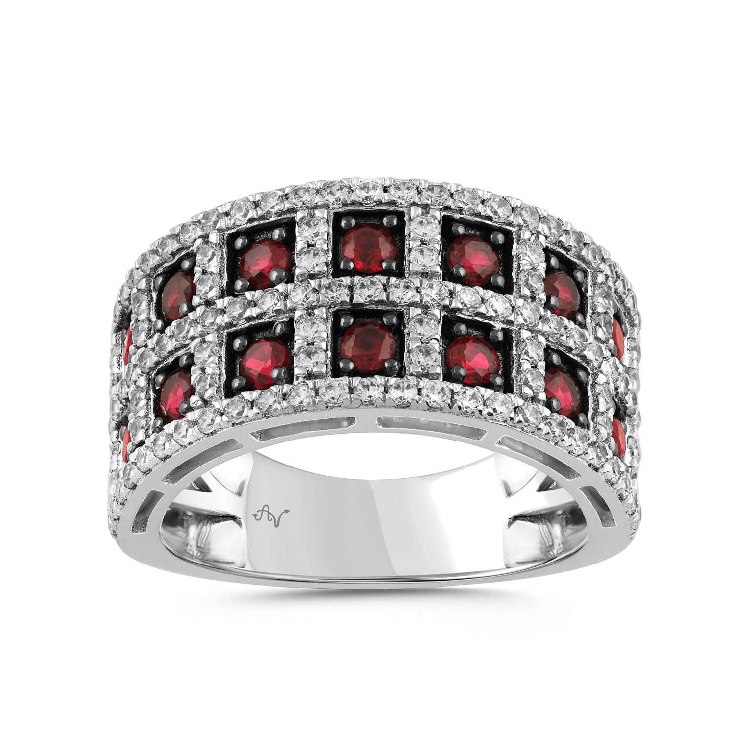 LADIES RING 1.62CT RUBY/ROUND DIAMOND 14K WHITE GOLD (CENTER STONE 1.00CT RUBY D