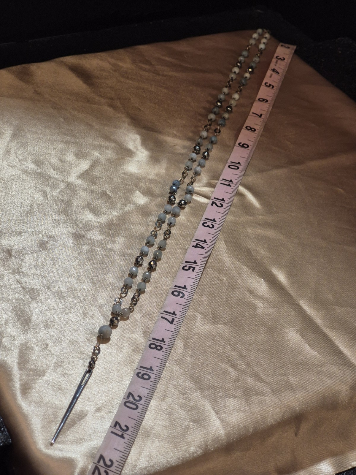 CHAN LUU Sterling, Semiprecious Stone & Crystal ROSARY Style DAGGER Necklace984