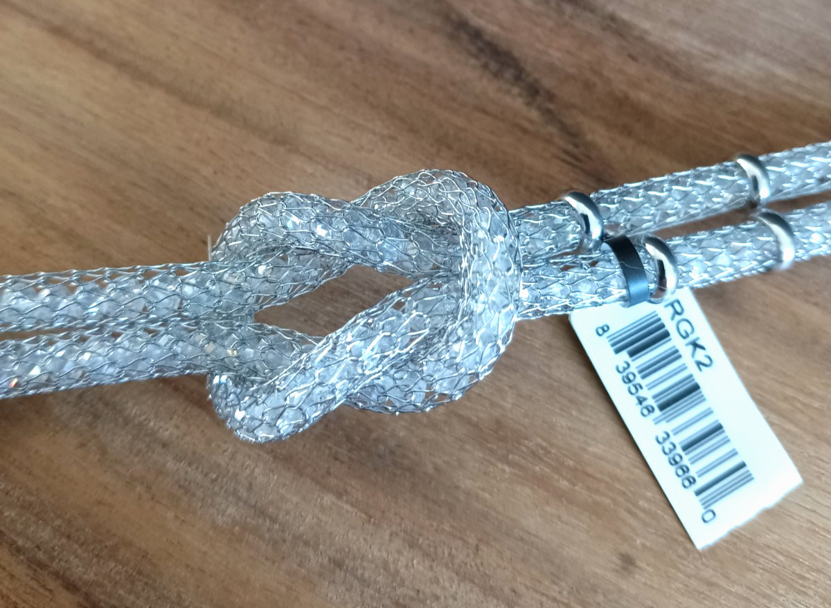 INOX Mesh Knot Bracelet Silver Tone Stainless Steel Modern Jewelry w/ Box NWT
