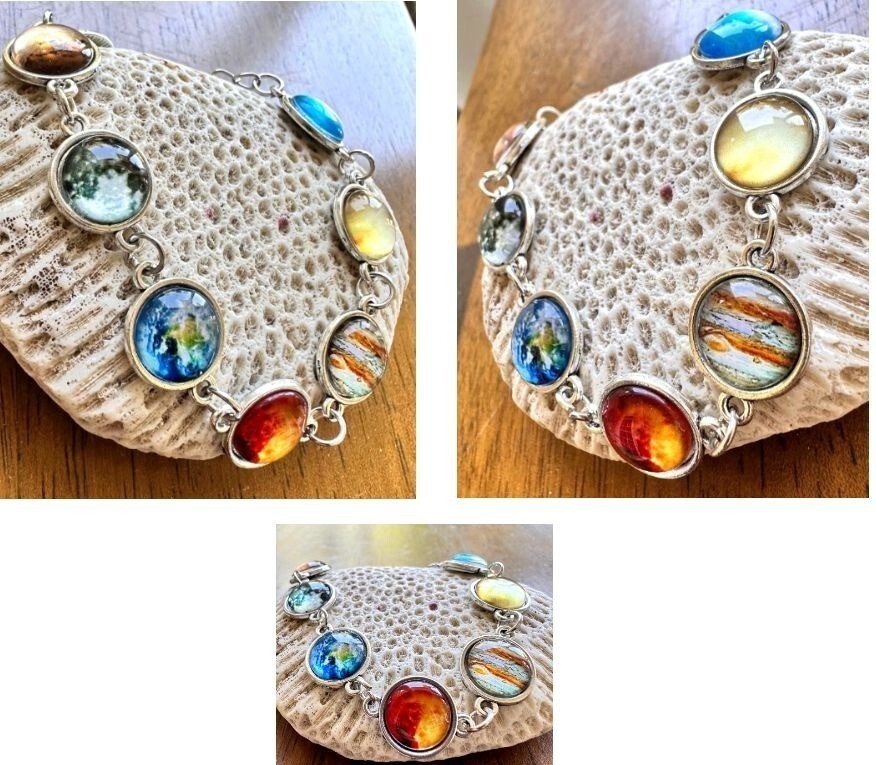 Solar System Bracelet New Planets Earth Universe Moon Sky Lobster Hook Closure