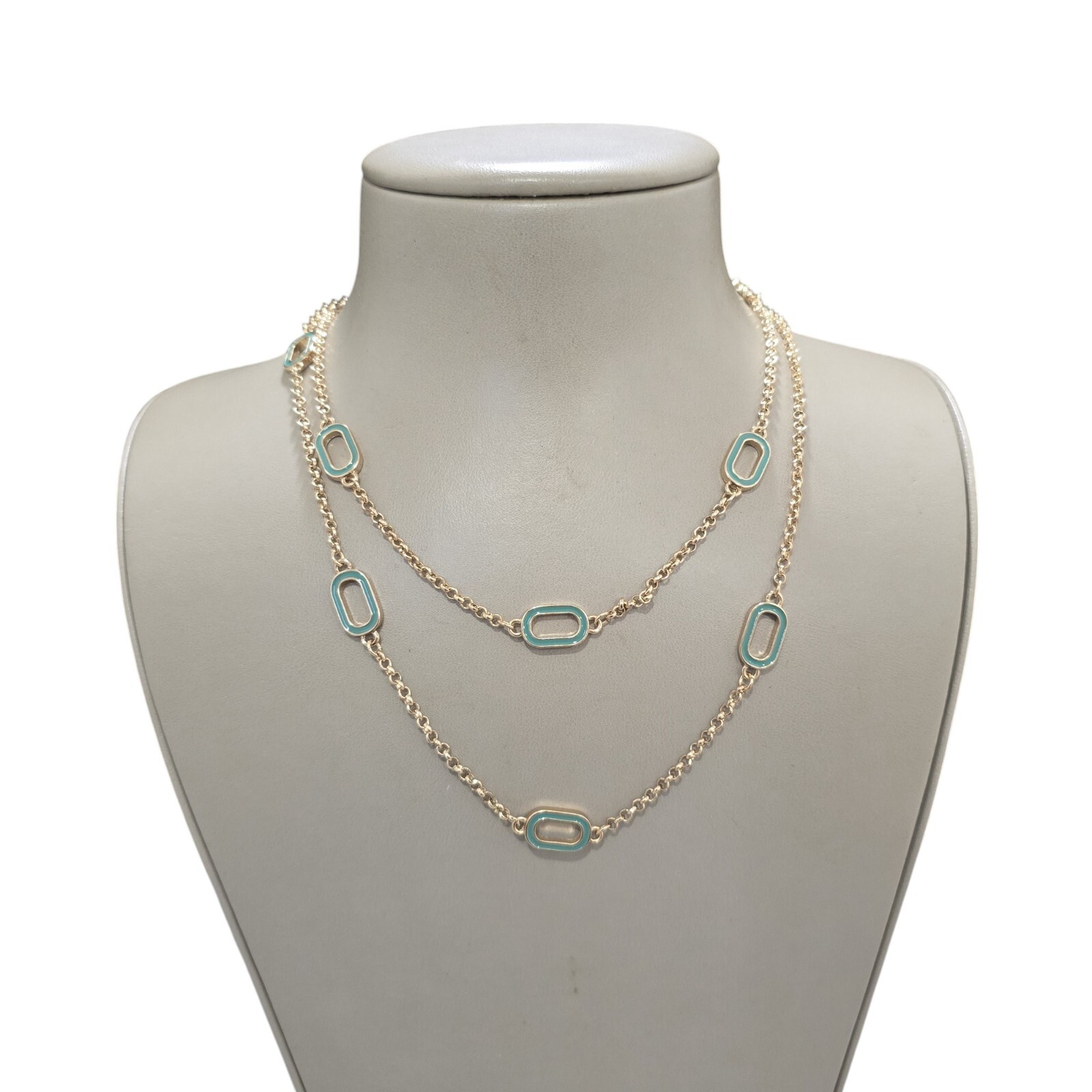 Nordstrom Rack Women’s Gold Tone Chain Necklace Turquoise Enamel NWT