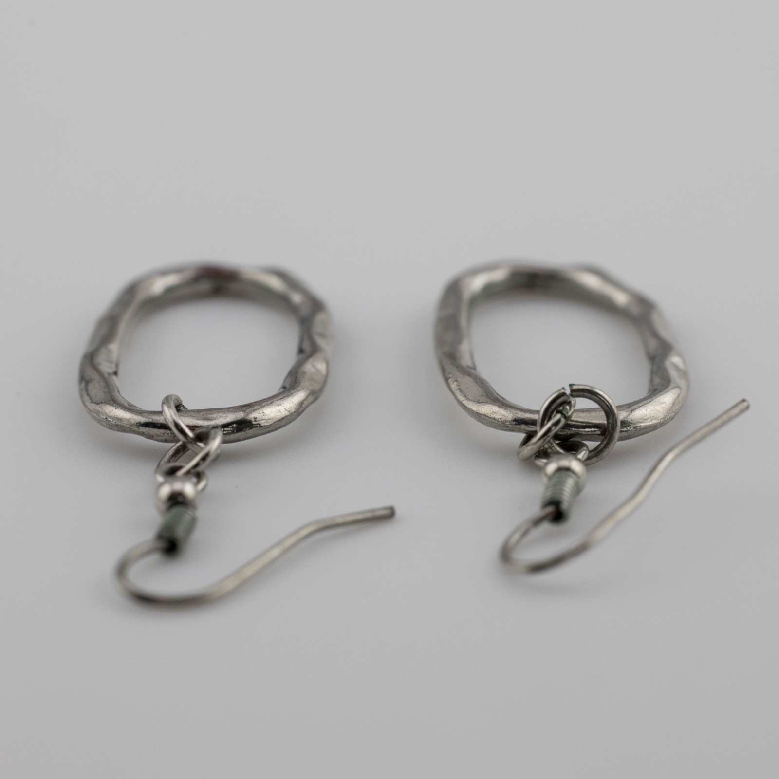 Hammered Oval Hoop Earrings Organic Elongated Drop Dangle Boho
