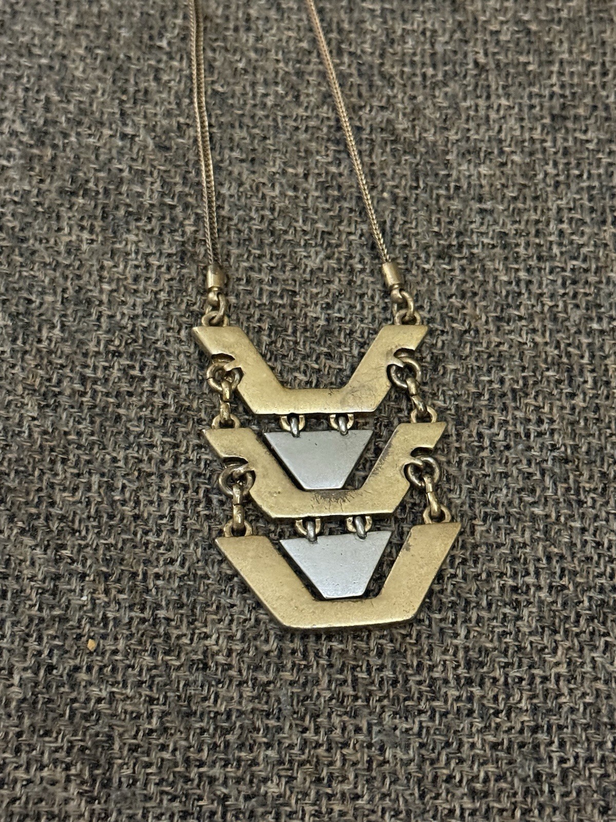 J.Crew Necklace Gold Tone Geometric Triangle Bib Statement Womens Jewelry 26″