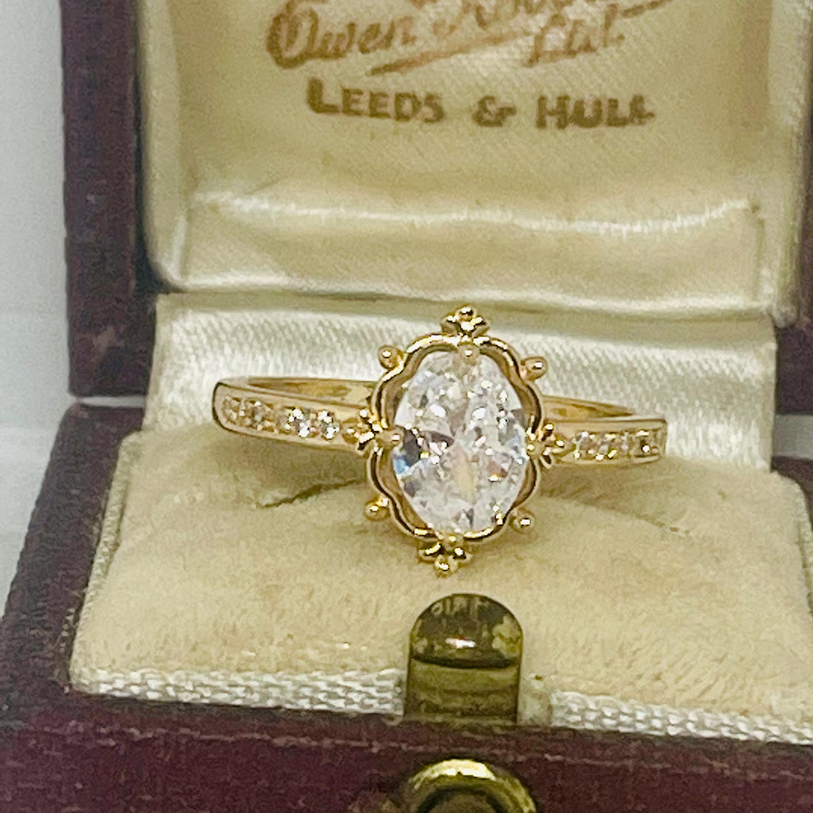 5 Ct Oval Cut Simulated Diamond Engagement Band Ring 14k Yellow Gold Plated