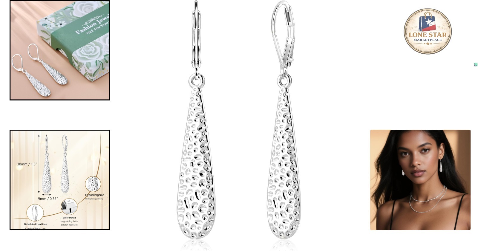 Trendy Long Teardrop Dangle Earrings for Women – Sterling Silver & Gold Plated