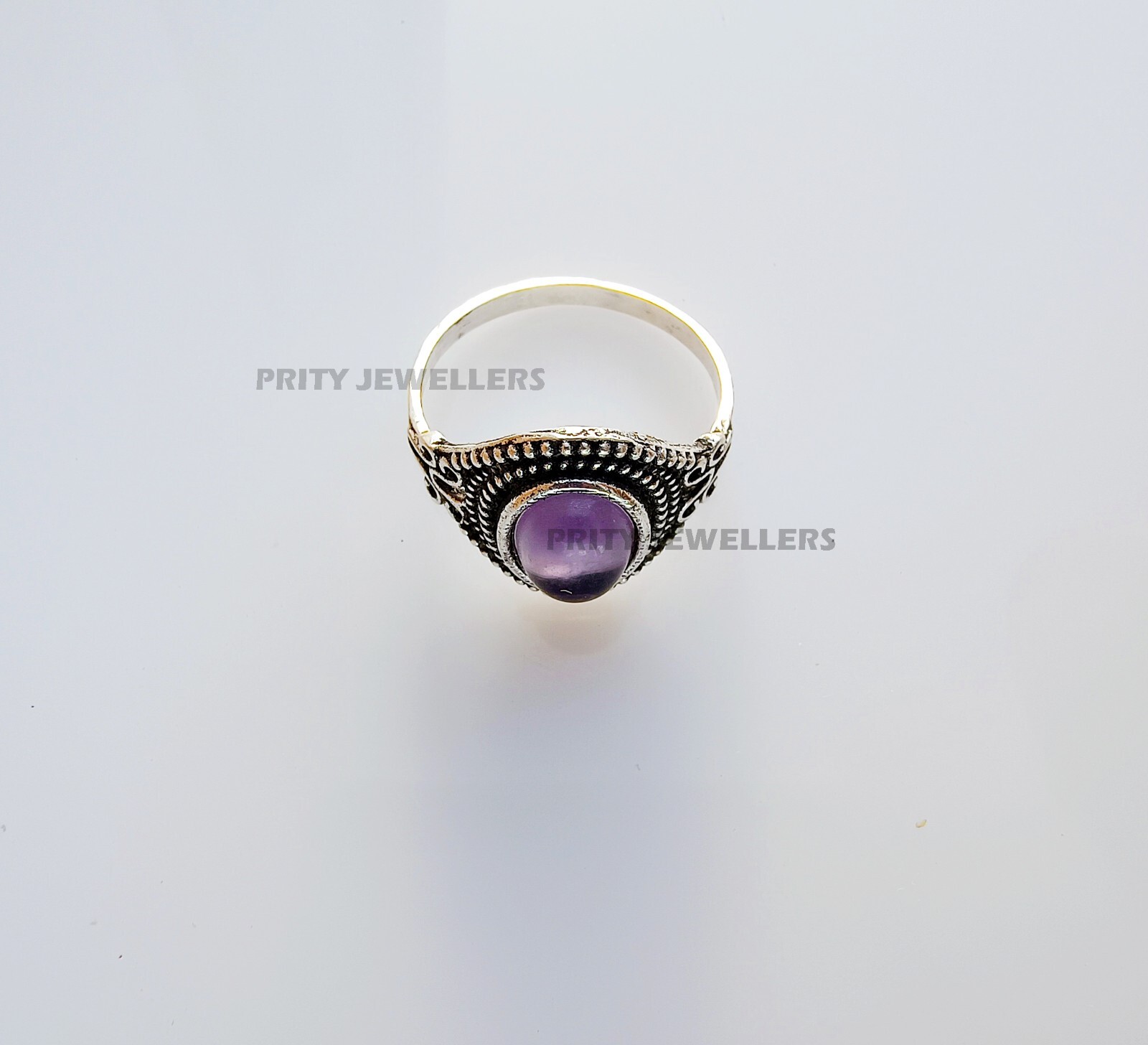 Natural Amethyst Silver Plated Ring, Handmade Antique Ring, All Size Available