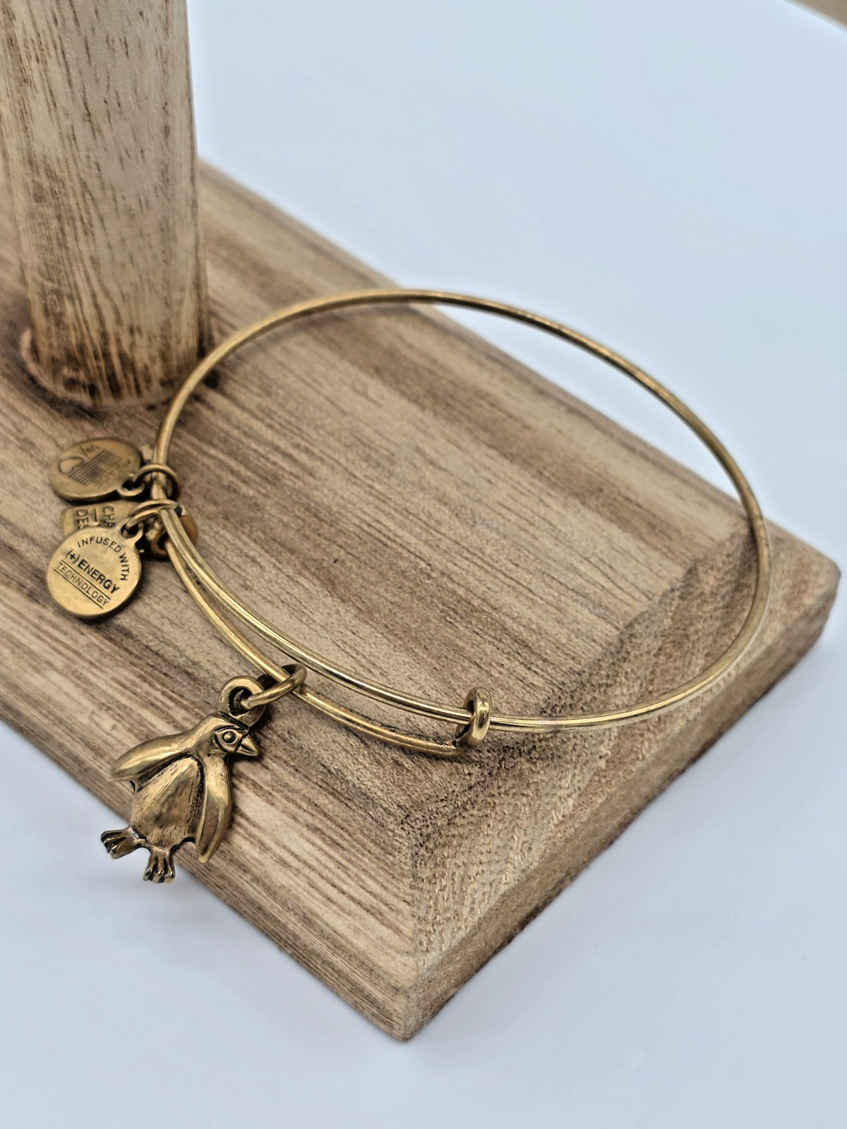 Alex and Ani PENGUIN Charity by Design Rafaelian Gold Charm Bangle Bracelet