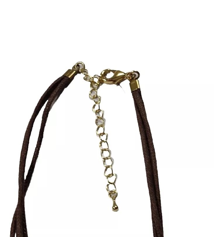 ladies turquoise Necklace On Gold And Leather Can Be 16 Ins To 20 Ins Long