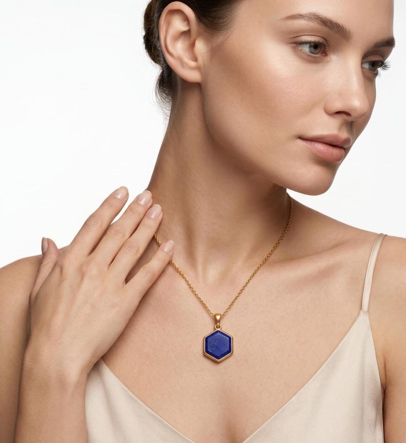 Blue Lapis Lazuli Pendant 18k Gold Filled Womens Lapis Jewelry Gift For Her