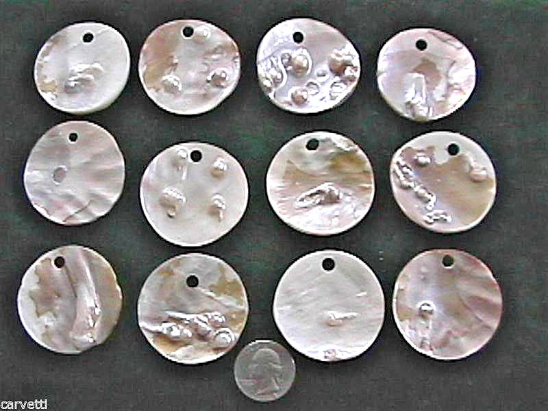 DOZEN 43mm-45mm Blister Pearl Oyster Secrete Focal Pendants (12)