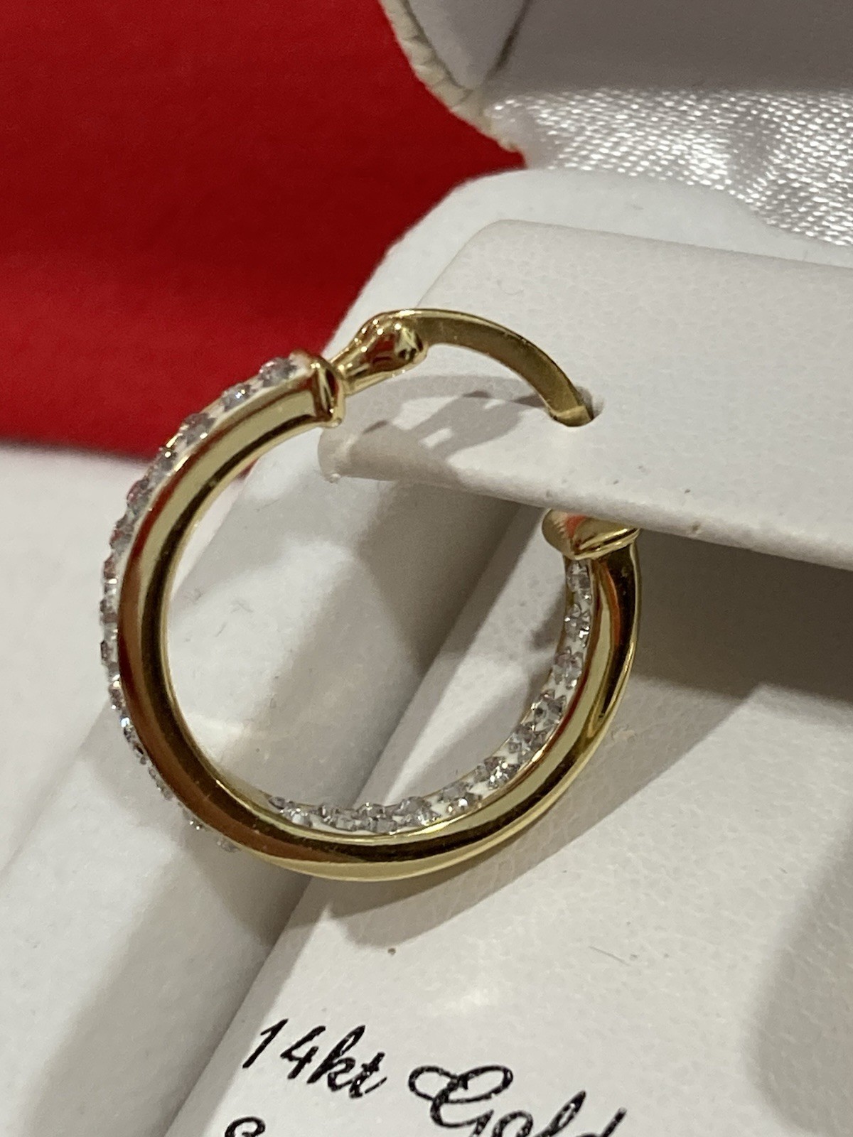 KOHLS 925 S Signed Sterling Silver Gold Vermeil Crystal Hoop EARRINGS -IN BOX-
