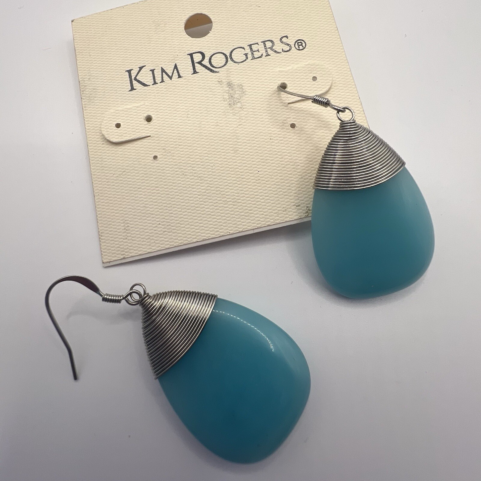 KIM ROGERS Drop/Dangle Stone/Colors Turquoise/Blues Statement Earrings Lot Of 2