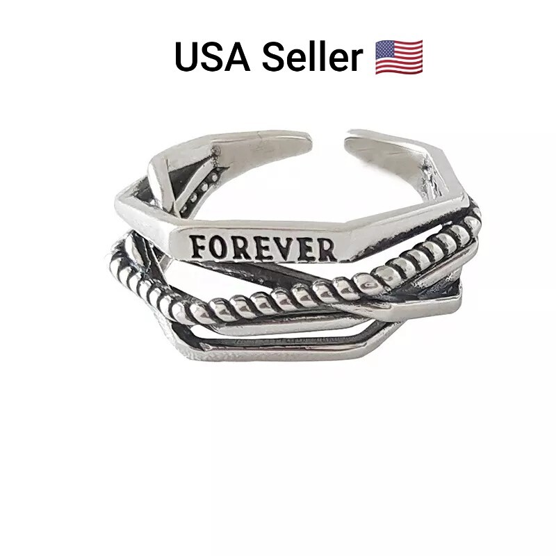 New Vintage Unisex Hip Hop Irregular Holl Adjustable Open Ring Punk Rock Silver