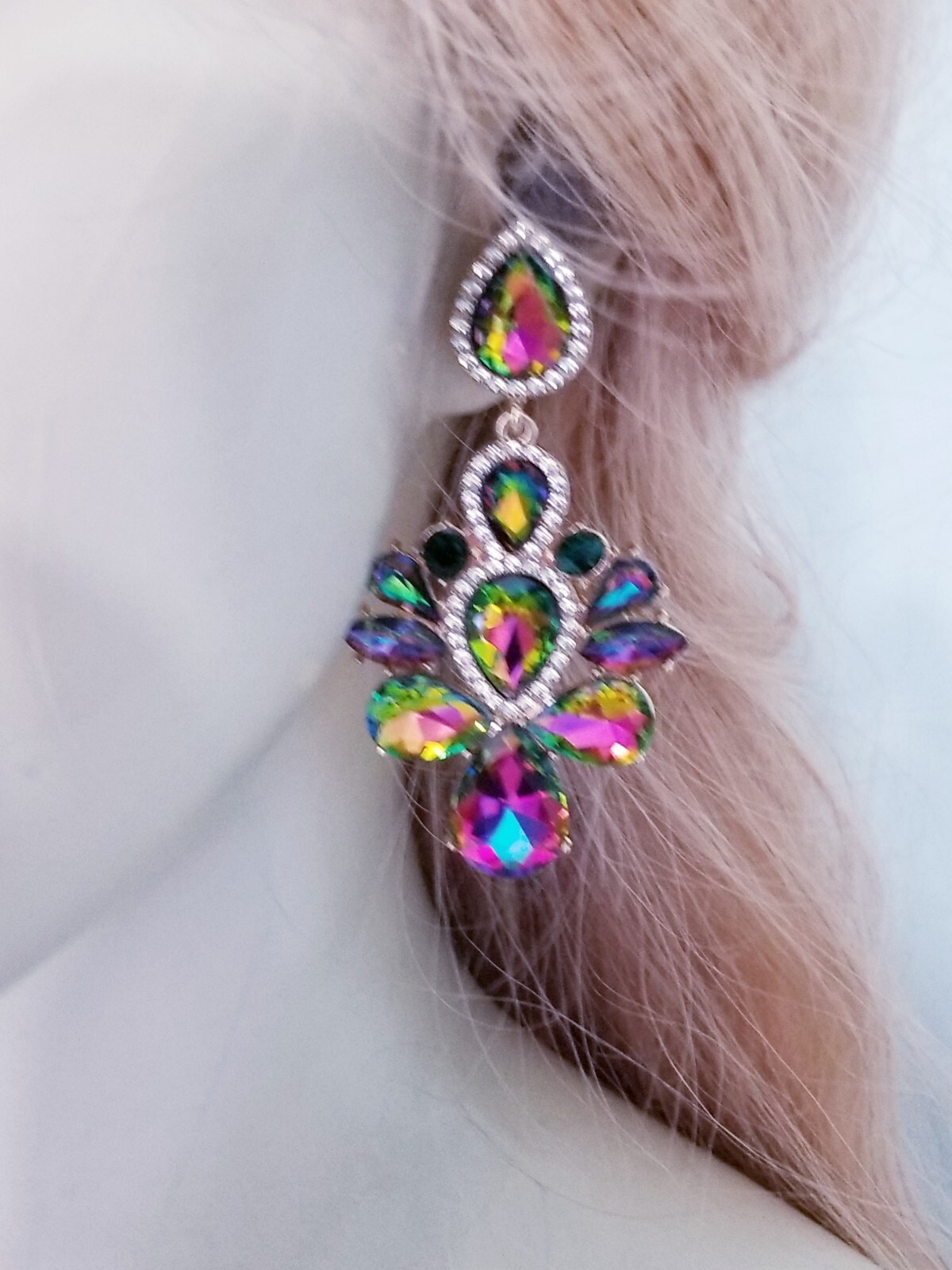 Vitrail Crystal Bridesmaid Rhinestone Chandelier Drop Earrings 3 inch Jewelry