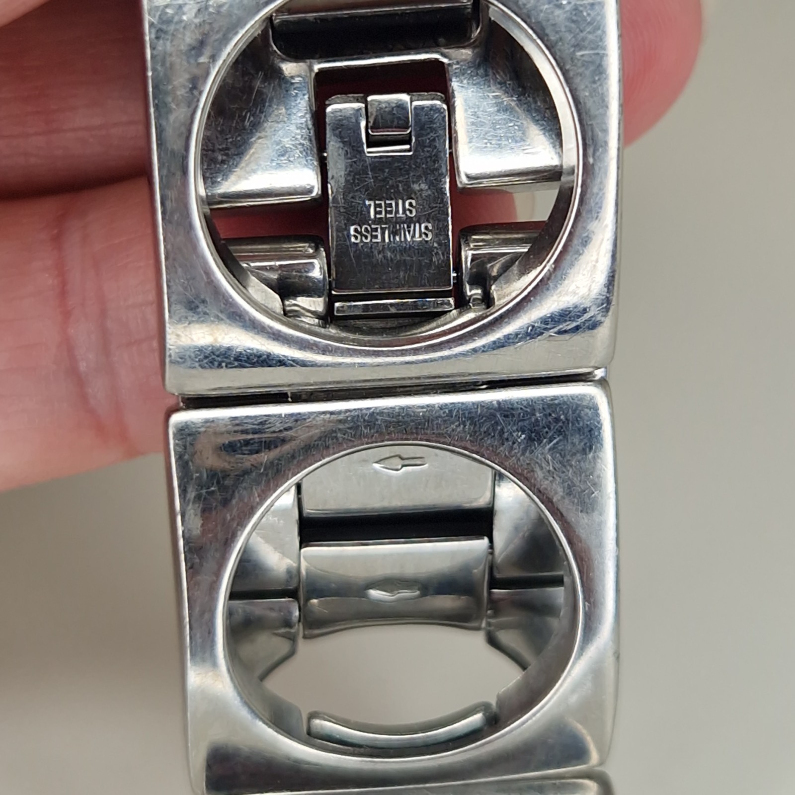 Storm Stainless Steel Bracelet 2cm Wide Unisex Chunky Square Link Vintage 20cm