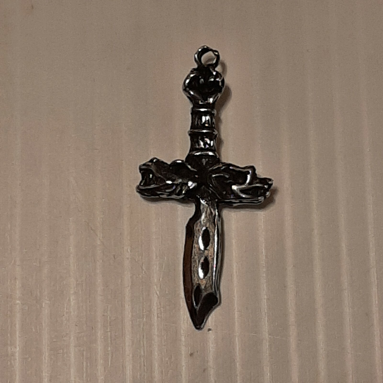 DRAGON HEAD DAGGER Pewter Pendant Charm / ROPE NECKLACE WITH COLOR BEADS