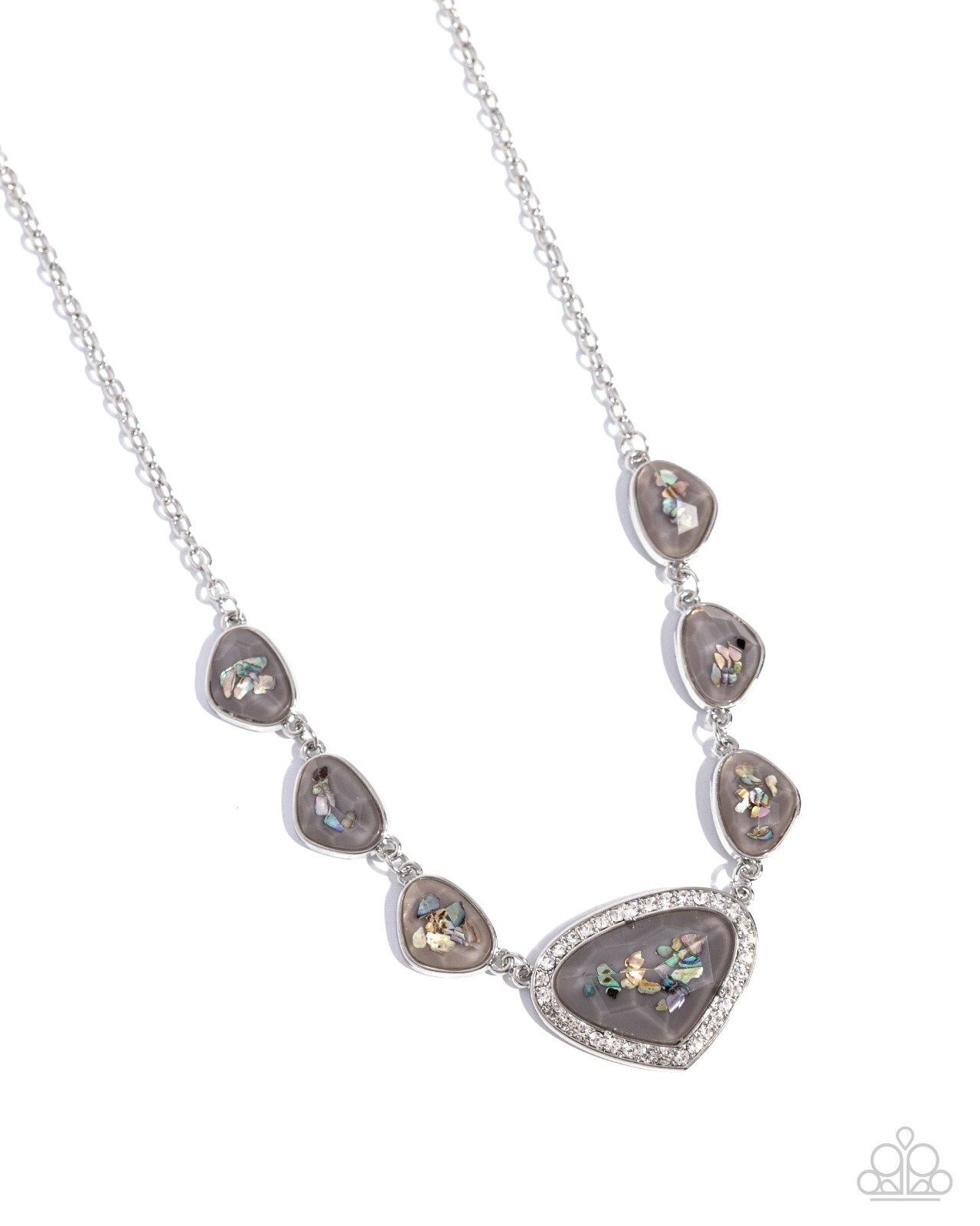 Paparazzi Discreet Dazzle Silver- Iridescent Flecks of Shell – Rhinestones – Ne