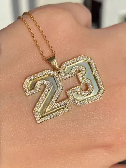 2Ct Round Cut Simulated Diamond Customize Number Pendant 14K Yellow Gold Plated
