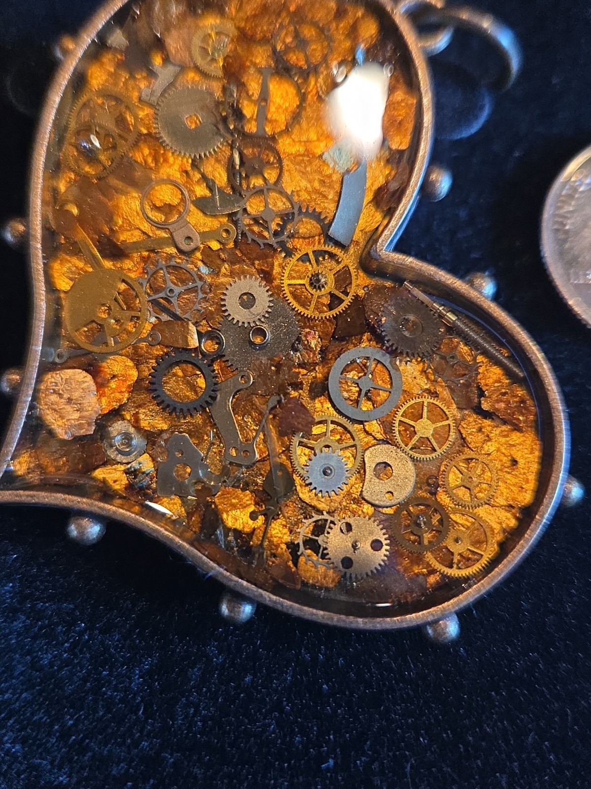 Victorian Streampunk Heart Clock Gears Handmade Necklace Amulet Pendant Jewelry