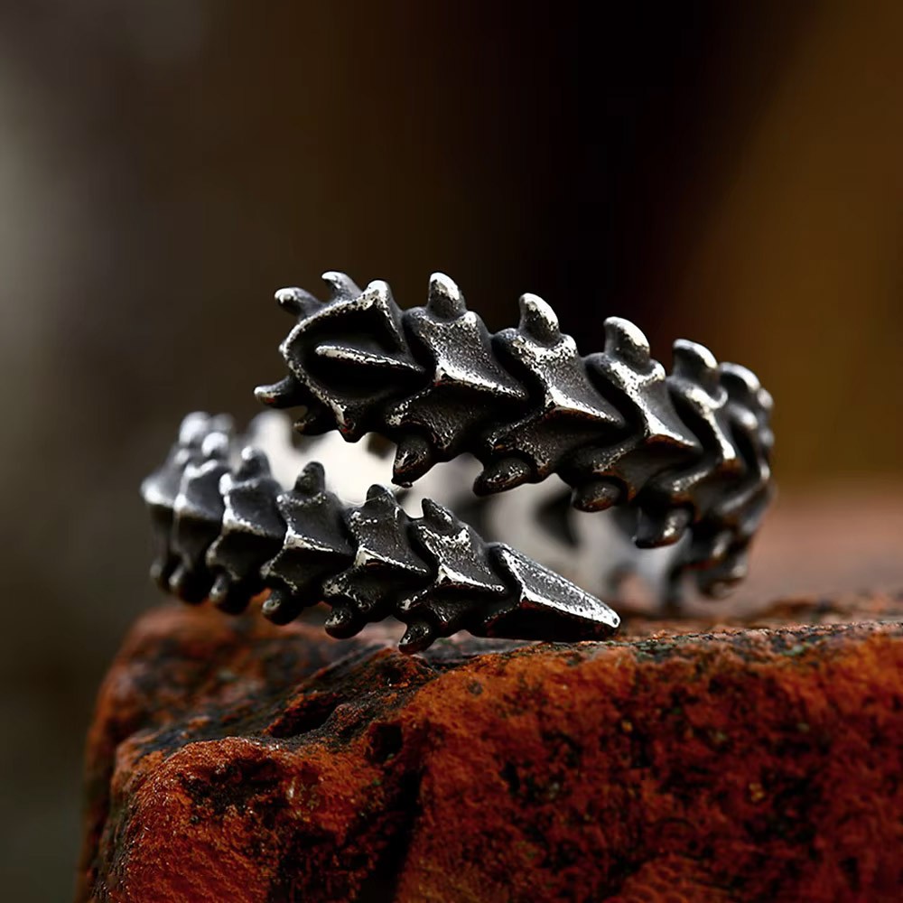 Gothic Dragon Bone Rings for Men Women Punk Stainless Steel Biker Ring Size 7-13
