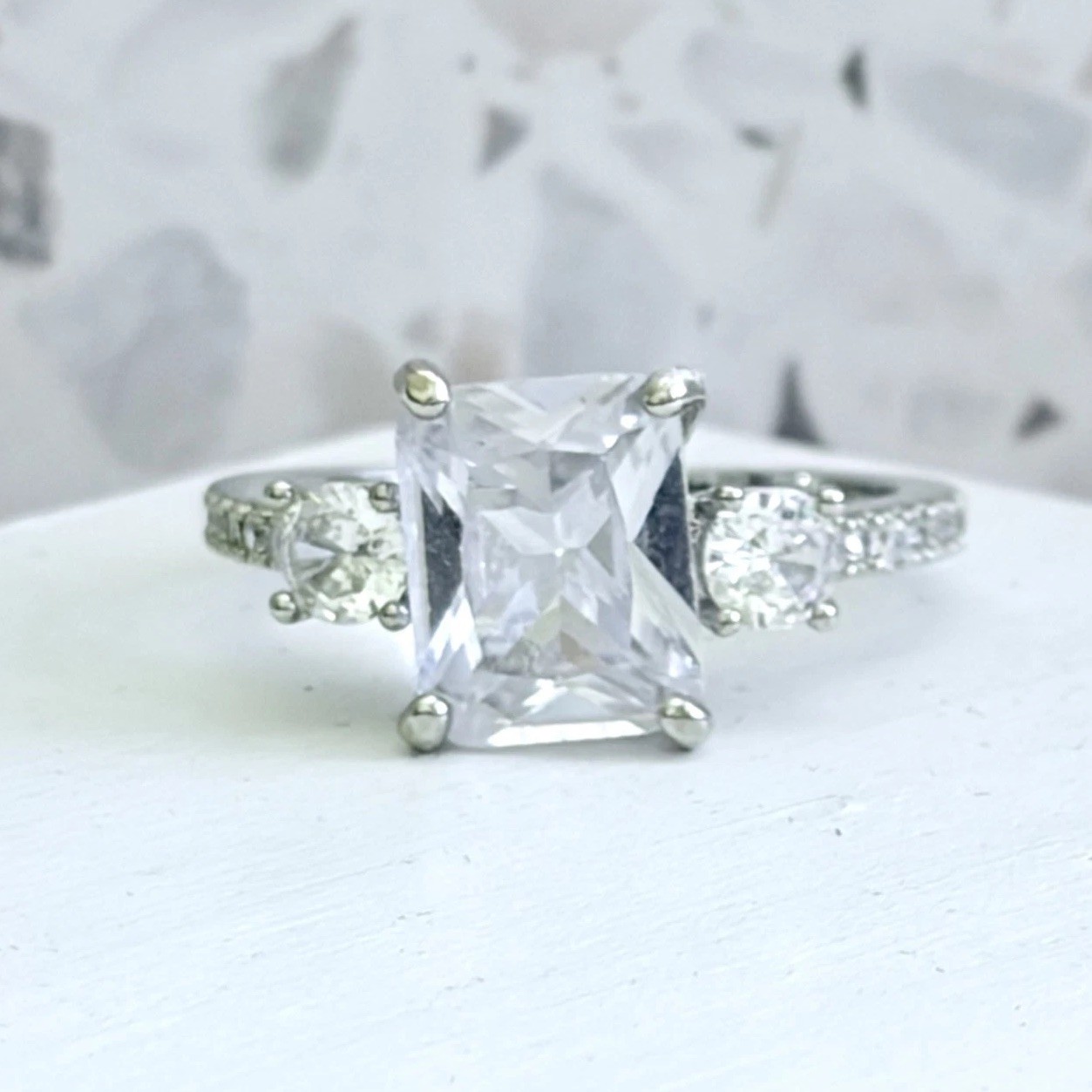 3.5 CT Radiant Cut Simulated Sapphire Pave Set 14k Gold & 925 SS Women’s Ring