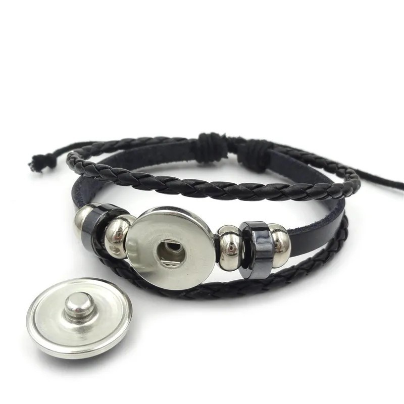Pokemon Mega Evolution Stone Snap Weave Leather Adjustable Bangle Charm Bracelet