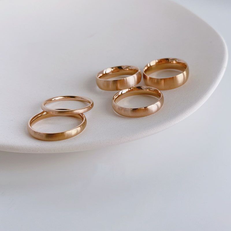 4 Colors 2/3/4/5/6mm Man Woman 18k Gold Plated Brushed Plain Silver Band Ring