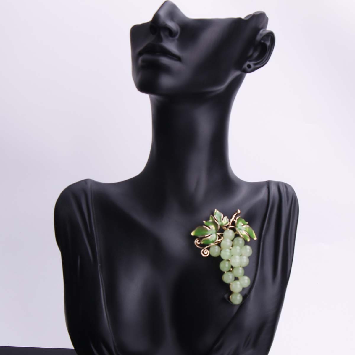 Bohemian Luxury Glass Grape Brooch Pin Alloy Enamel Rhinestone Fruit Badge Women