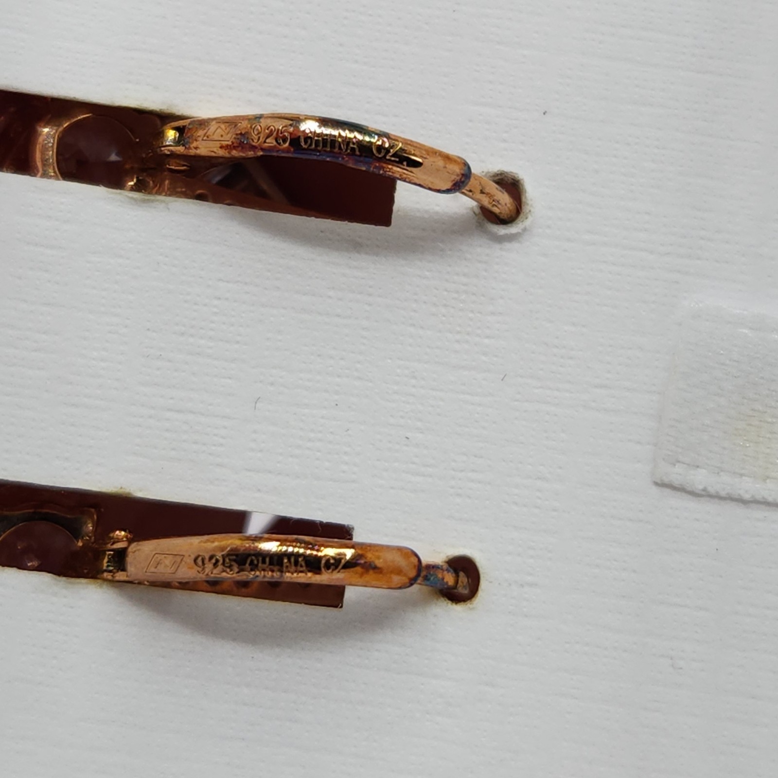 NIB 3 Pair Diamonque CZ Tri Color Gold Clad Sterling Silver Leverback Earrings
