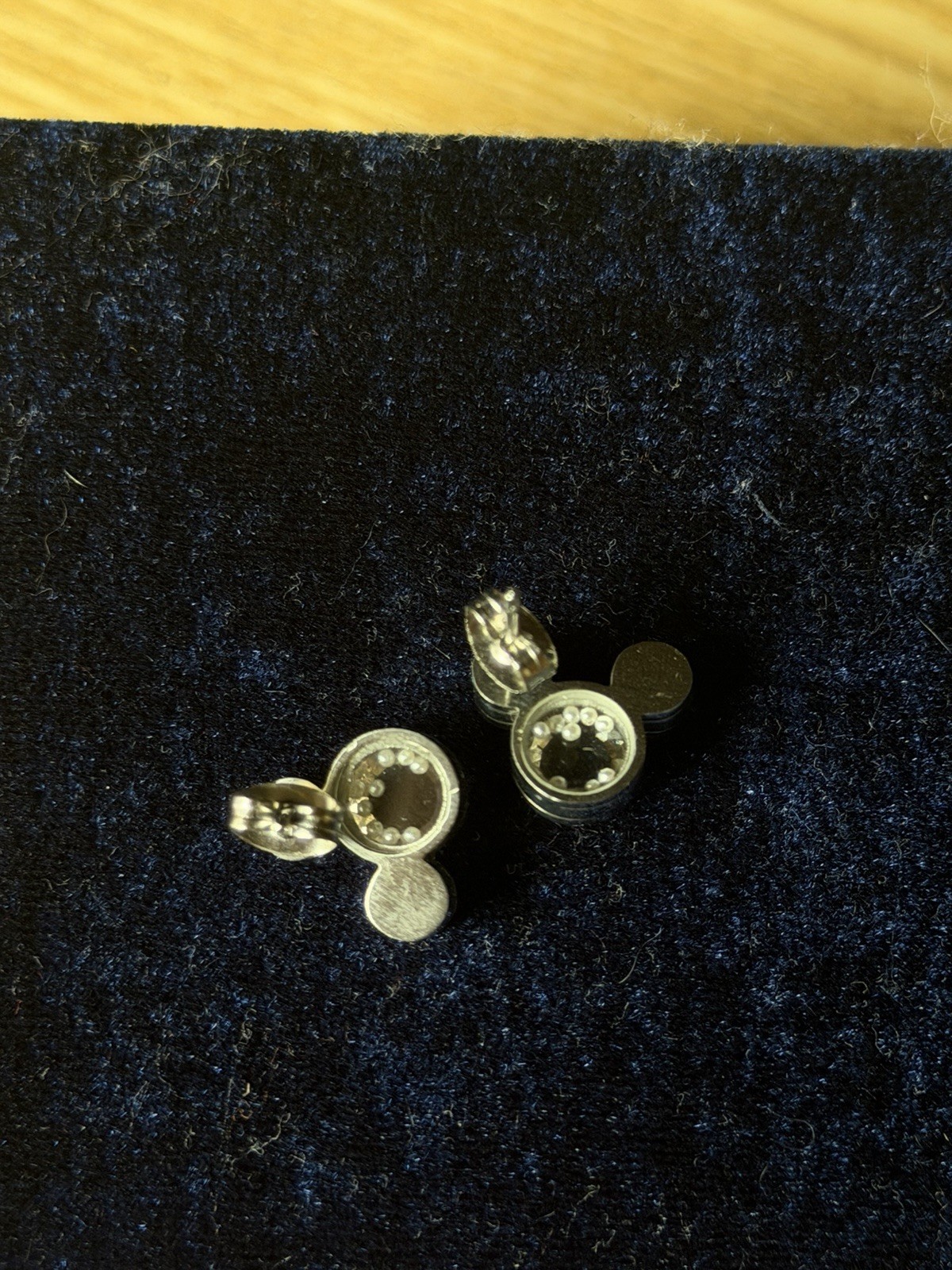 Silver Tone White Crystal -Disney Mickey Mouse Stud Earrings