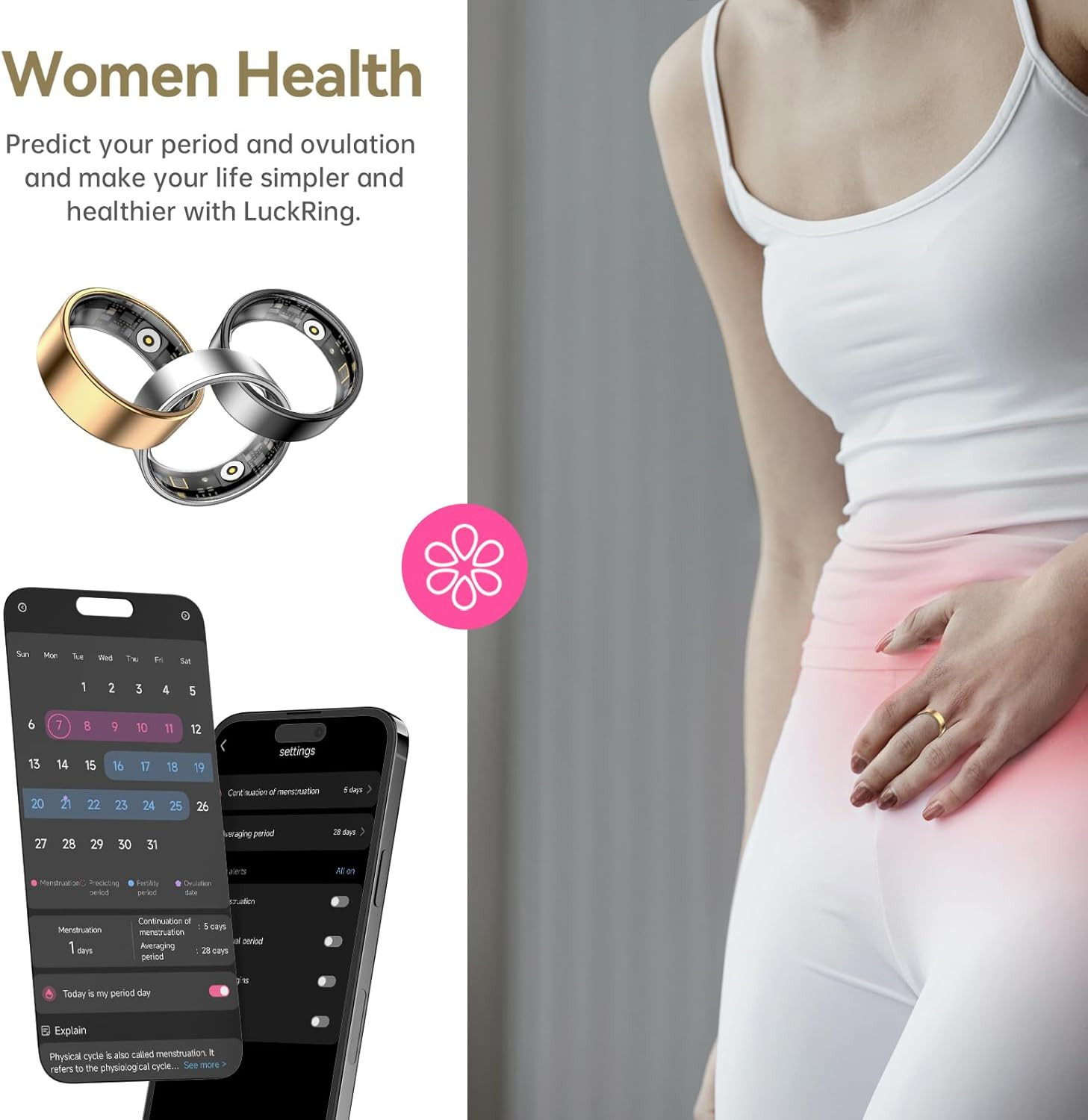 Smart Ring for Women & Men, Fitness Tracker with Heart Rate, Blood Oxygen, Sleep