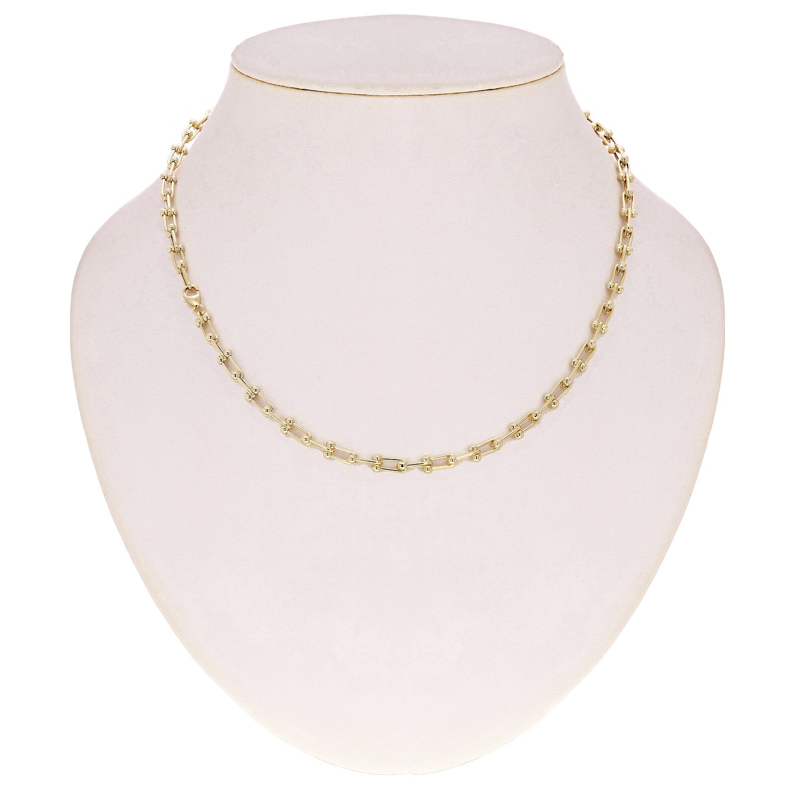 Italian 14k Yellow Gold Semi-Solid U-Link Chain Necklace 18″ 5mm 13.8 grams
