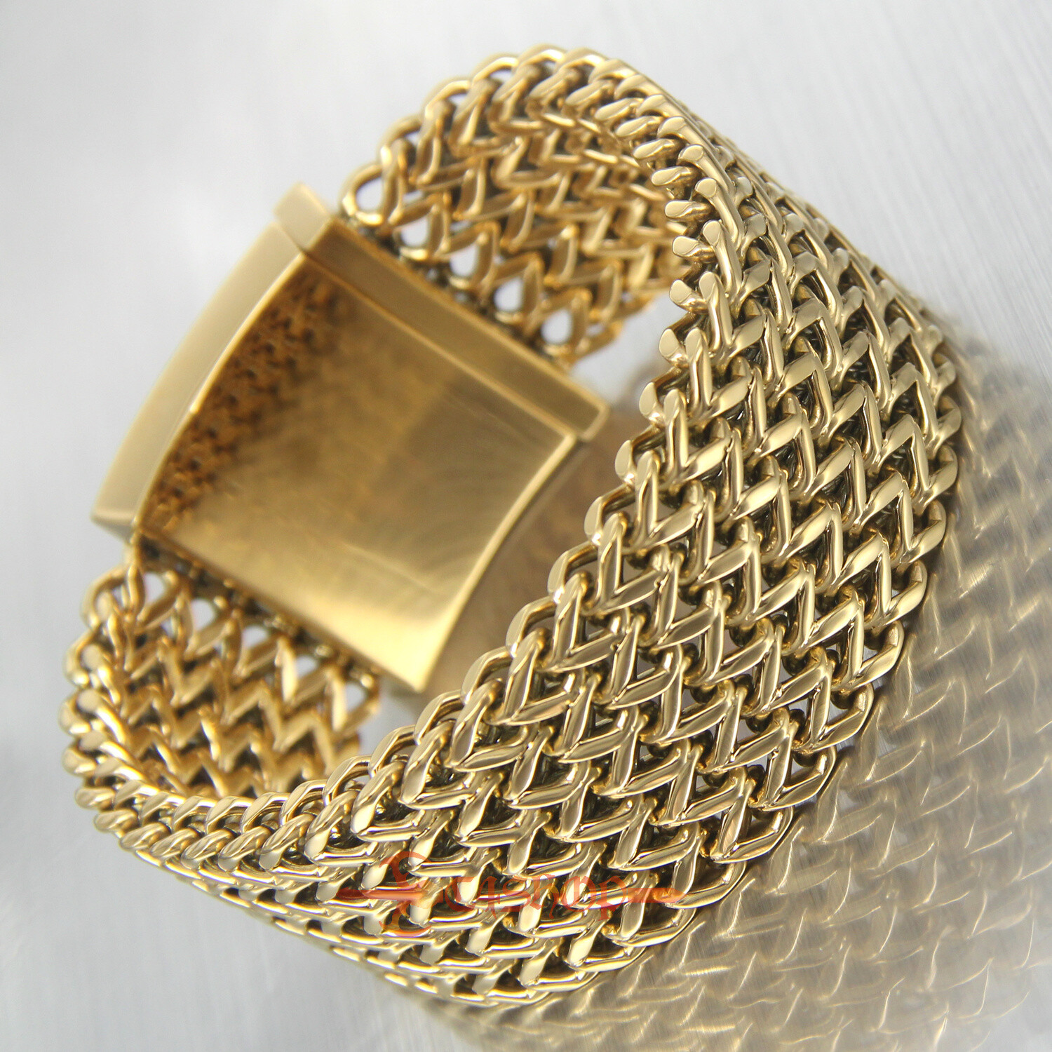 Heavy Chunky Stainless Steel Meshed Franco Chain Cuban Men’s Bracelet 30mm Wide