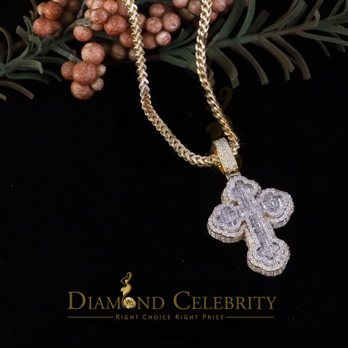 New Yellow Buttony Cross 925 Silver 4.50ct VVS D Moissanite Pendant Men’s/Womens