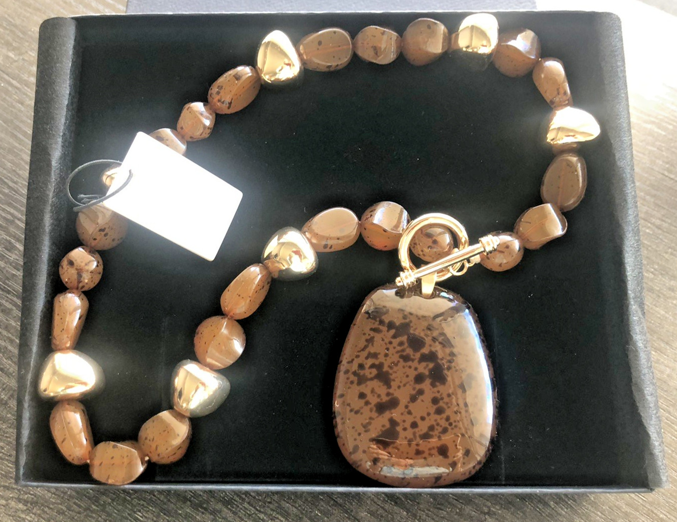 NWT Womens African Tribal Style Collar Necklace 20” Faux Amber + Free GiftBox$89