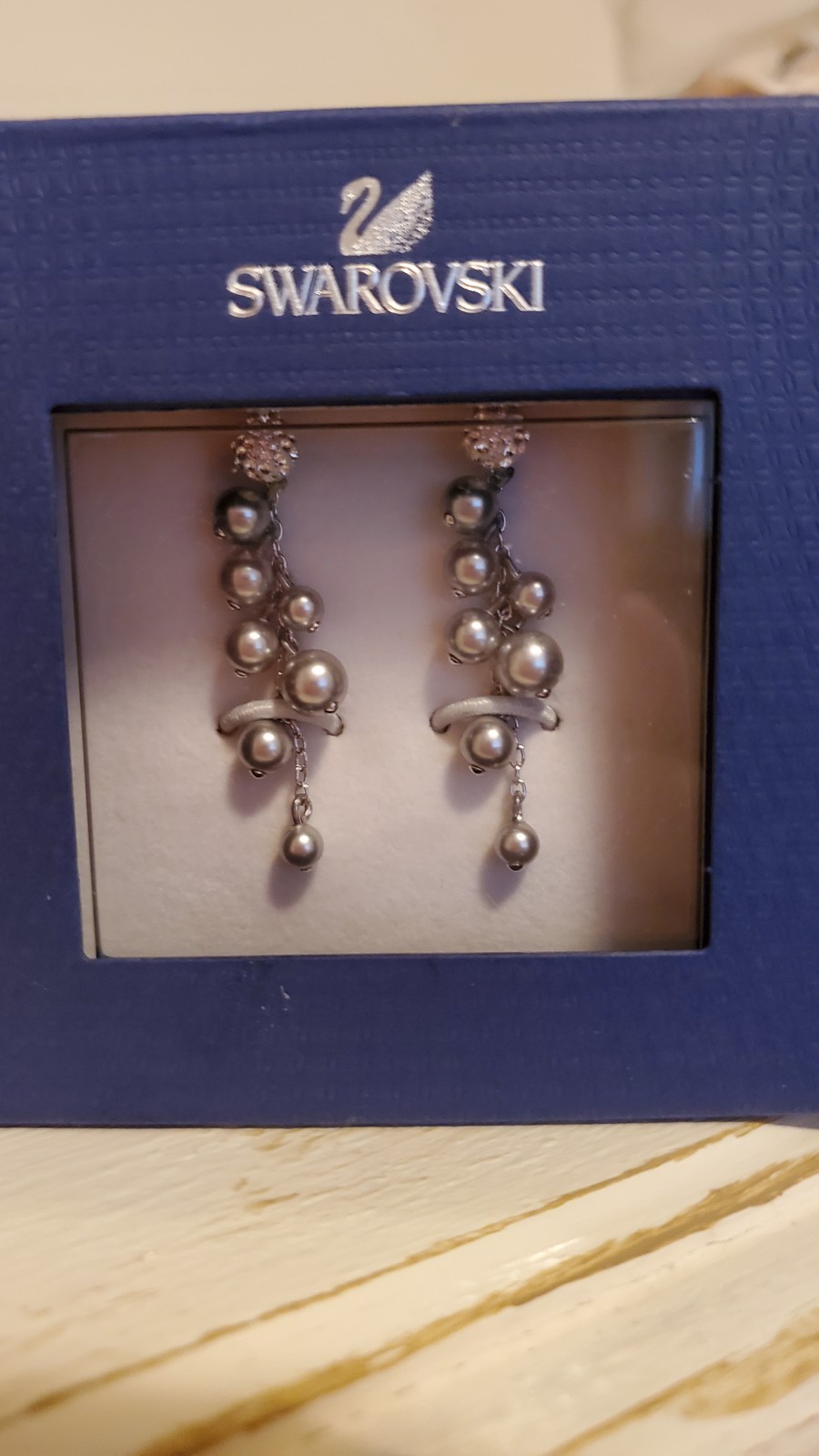 NEW Swan Signed SWAROVSKI Rumor Earrings – #1145703 long dangle cluster balls