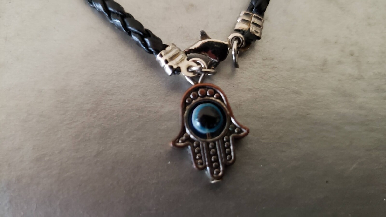 Hamsa Black Braid Evil Eye Bracelet Hand Of Fatima Silver Color Pendant