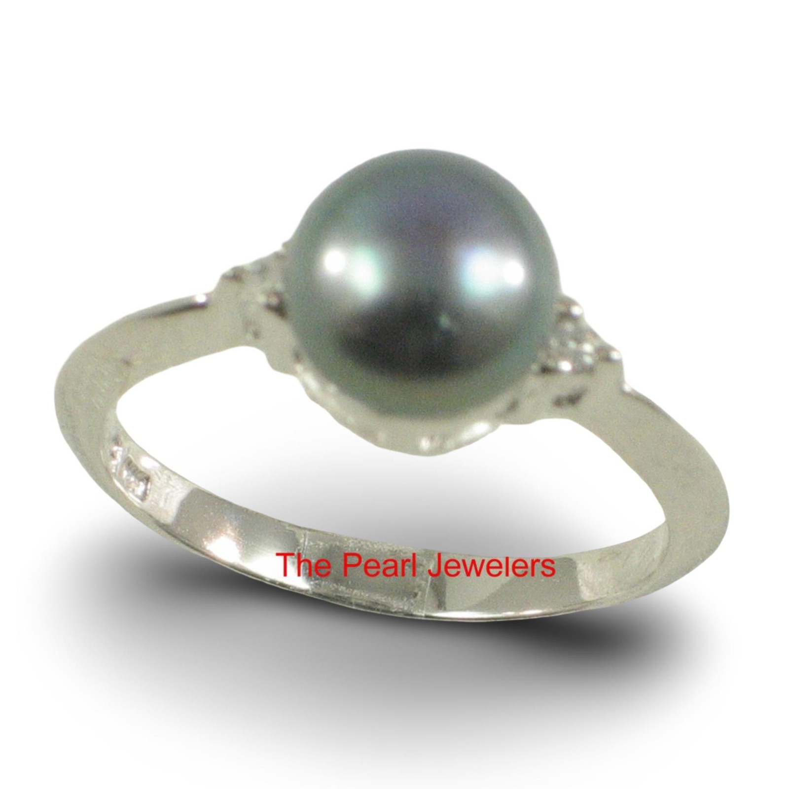 Solid 925 Silver Black Cultured Pearl Ring w/ Twin Cubic Zirconia Accents – TPJ