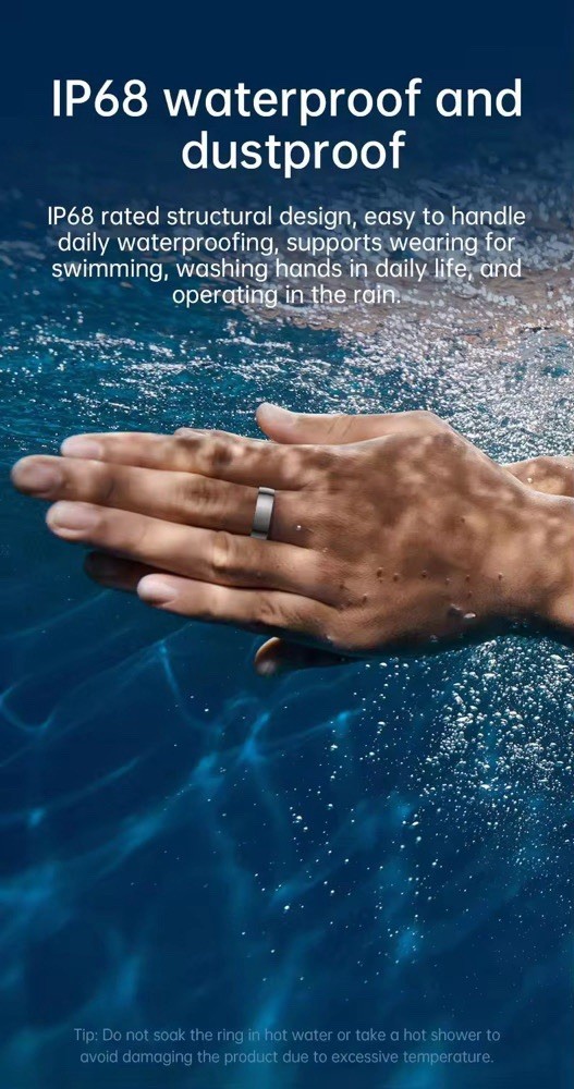 Ceramic Smart Ring Health Fitness Tracker IP68 Monitor Heart Sleep, Blood Oxygen