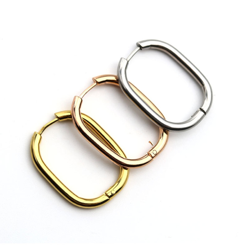 Women 925 Sterling Silver Gold Plated U-Shape Huggie Hoop Earrings 23mm E9