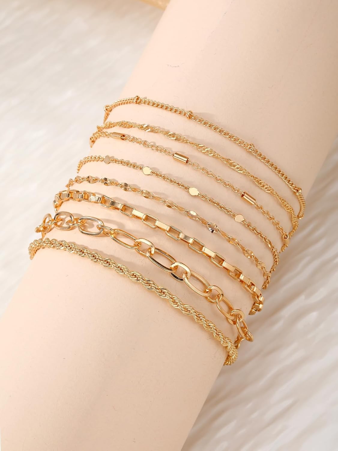 IFKM Gold Bracelets for Women, 14K Plated Dainty Link Chain Bracelet…
