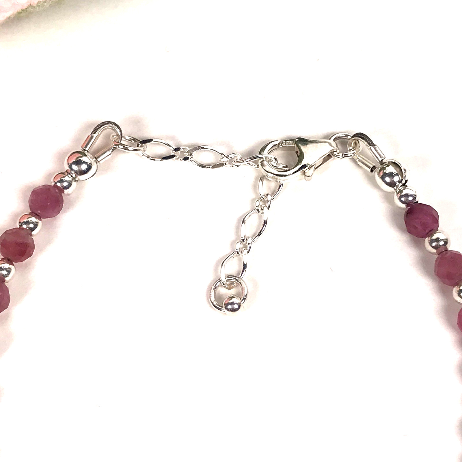 925 Sterling Silver & Pink Tourmaline Gemstone Bead Bracelet-4mm -Sz 7 – 8.5″