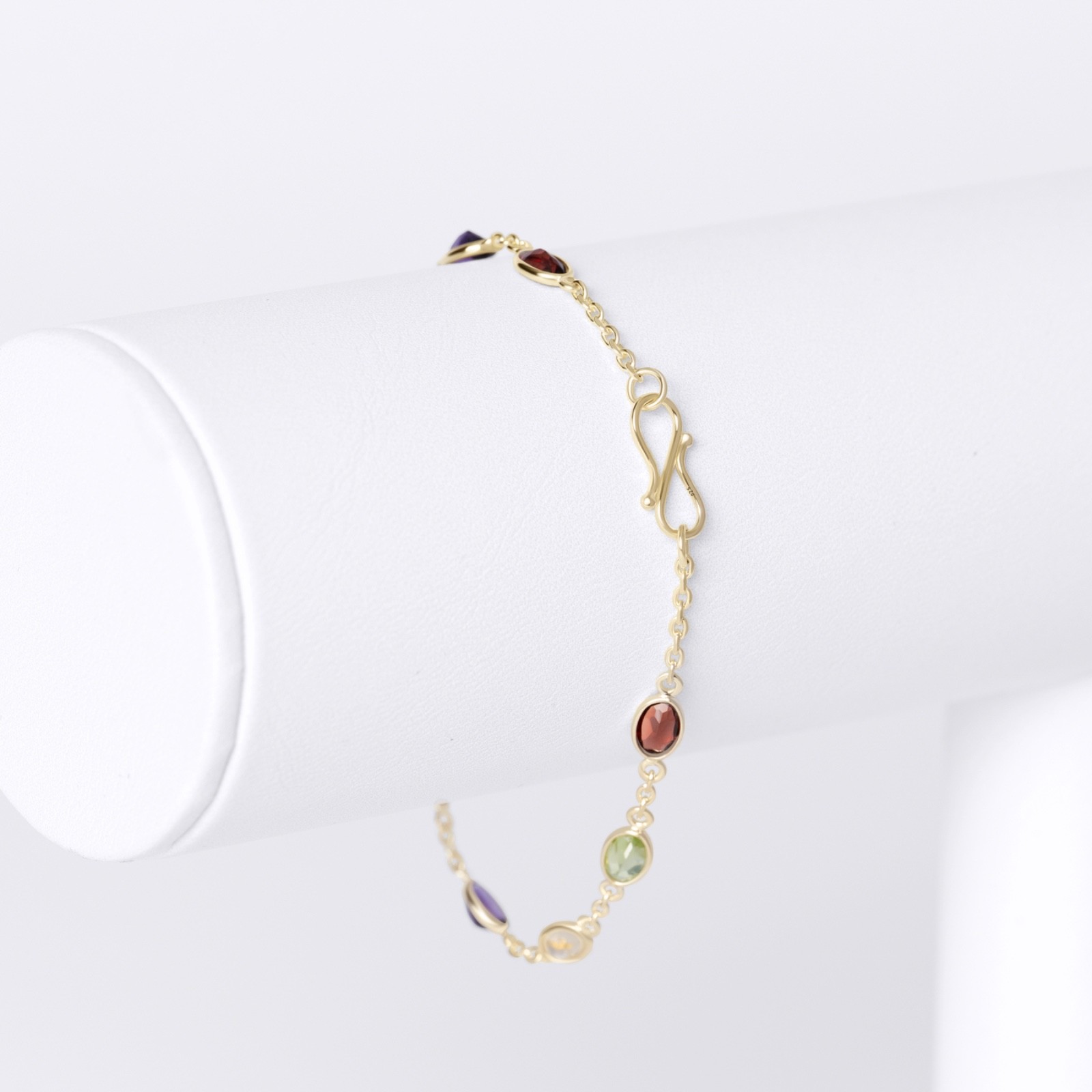 9K Gold Plated Birthstone Bracelet, Multi-Colour Cubic Zirconia Station Bracelet