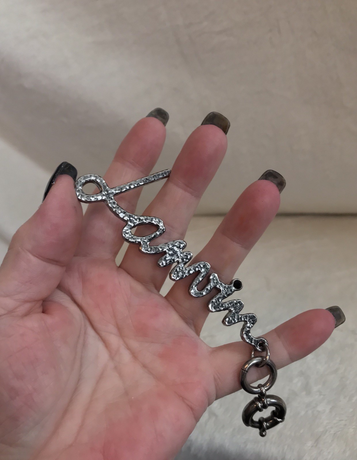 New LANVIN Silver L-A-N-V-I-N Key Chain, Charm, 6” Length