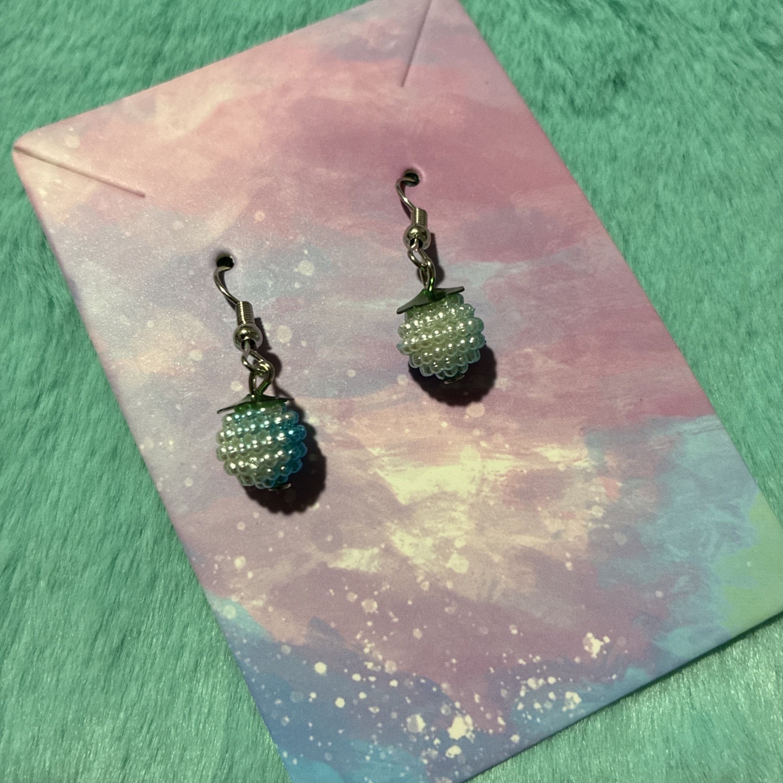 Stylish White, Blue & Green Colored Earrings. Unique, Party, Cute, Casual